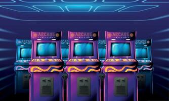 Retro Arcade Machines Composition vector