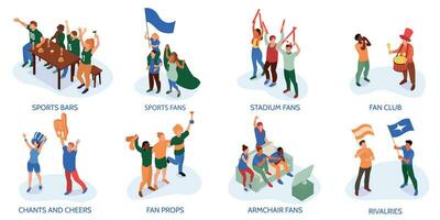 Isometric Sport Fans Compositions vector