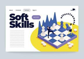 Soft Skills Isometric Web Page vector