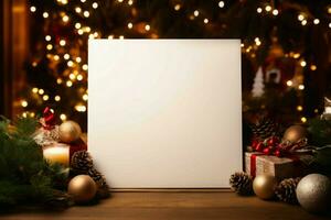 Blank canvas christmas on add background. Generate Ai photo