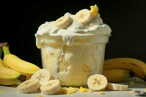 Sweet banana yogurt. Generate Ai photo