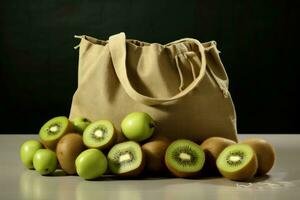 New fresh kiwi bag. Generate Ai photo