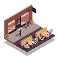 Street Cafe Isometric vector