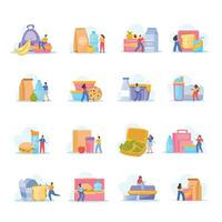 Lunch Box Icons Collection vector