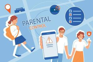 Parental Control Flat Collage vector