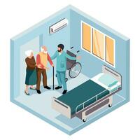 Elderly People Hospital Composition vector