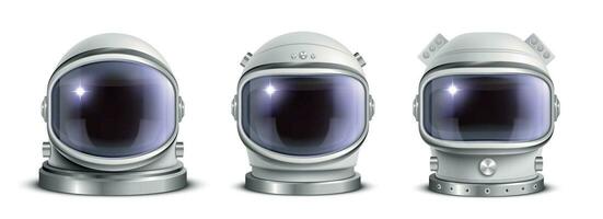 Astronauts Helmet Realistic Set vector