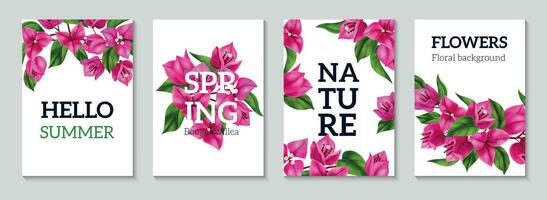 Bougainvillea Realistic Poster Set vector