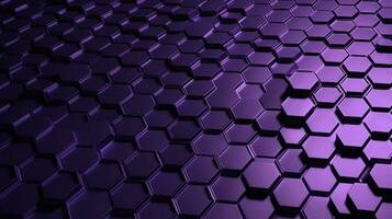 intrincado púrpura hexagonal patrones en oscuro digital superficie ai generado foto