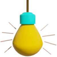 3d cartoon style minimal yellow light bulb png