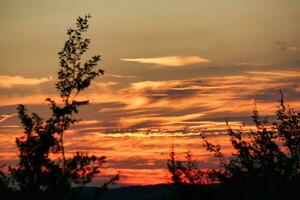 High Angle view of Beautiful Clouds and Sky over Luton City During Sunset photo