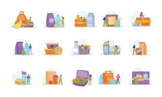 Lunch Box Compositions Set vector