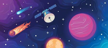 Cartoon Space Exploration Poster vector