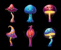 Mushroom Characters Set vector