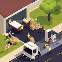 Relocation Service Isometric vector