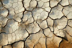 Natures plea Cracked soil in desert bears witness to climate changes toll AI Generated photo