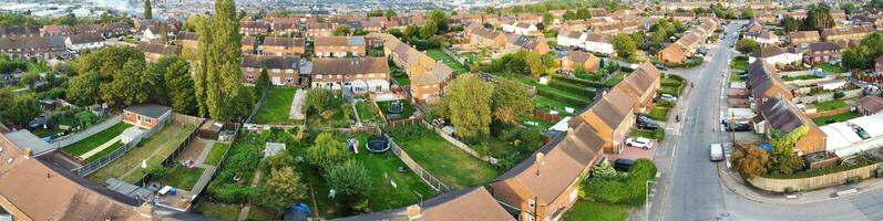 Aerial View of Residential Homes and Industrial Estate Combined at Dallow Road Near Farley Hills Luton City, England UK. The High Angle Footage Was Captured with Drone's Camera on September 7th, 2023 photo