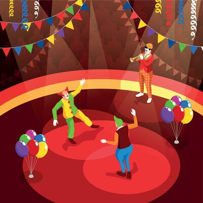 Clowns Isometric Illustration