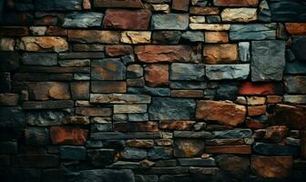 Imposing and robust appearance of a dark hued brick wall AI Generated photo