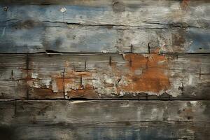 abandonado madera superficie, yuxtapuesto con arenoso hormigón pared textura en artístico armonía ai generado foto