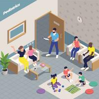 Group Pediatrics Isometric Composition vector