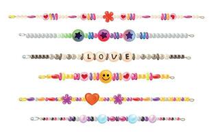 Hippie Necklace Bracelets Set vector
