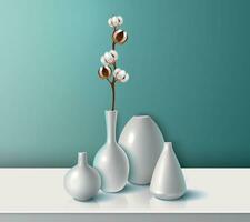 Porcelain Vases Realistic Illustration vector