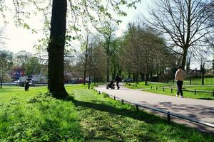 Low Angle View of Wardown Museum and Public Park of Luton City of England Great Britain, Image Captured on a Sunny Day of April 19th, 2023 photo