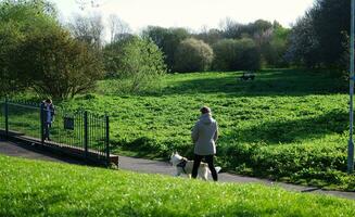 Low Angle View of Wardown Museum and Public Park of Luton City of England Great Britain, Image Captured on a Sunny Day of April 19th, 2023 photo
