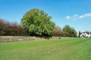 Low Angle View of Wardown Museum and Public Park of Luton City of England Great Britain, Image Captured on a Sunny Day of April 19th, 2023 photo