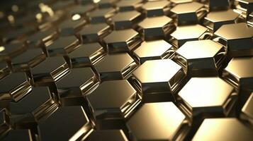 Futuristic Hexagon Shapes with Shimmering Metallic Finish AI Generated photo