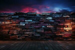 A wall of twilight hues, with bricks embodying a sense of subdued drama AI Generated photo