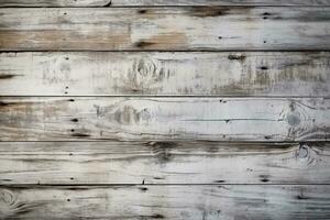 Weathered white wooden background on vintage grey timber plank wall. AI Generated photo