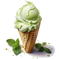 Matcha Grün Tee Eis Sahne mit Minze Aquarell Sublimation ai generativ png