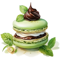 Dessert chocolate and matcha Watercolor Sublimation AI Generative png