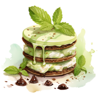 Dessert chocolate and matcha Watercolor Sublimation AI Generative png