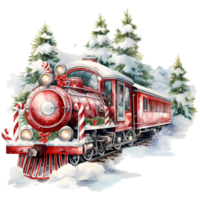 train Noël journée aquarelle clipart sublimation ai génératif png