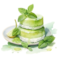 Dessert Schokolade und Matcha Aquarell Sublimation ai generativ png