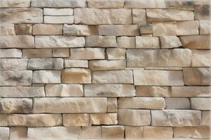 Textured stone wall brick with a seamless pattern of sandstone facade. AI Generated photo