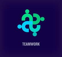 Continuous teamwork and human solidarity idea logo. Unique color transitions. people design template. vector. vector