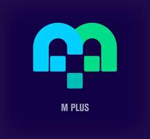 Plus sign and letter m plus combination idea logo. Unique color transitions. Health and medical service design template. vector. vector