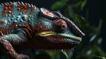 Chromatic chameleon, up close AI Generated photo