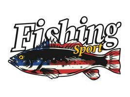 fishing sport design with USA flag vector