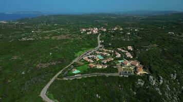 Aerial orbiting view of hotel resort in Sardinia video