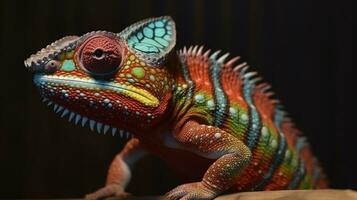 closeup of a colorful chameleon lizard AI Generated photo