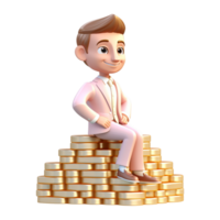 AI generative 3D rich man, business man cartoon character png