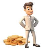 AI generative 3D rich man, business man cartoon character png