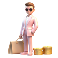 AI generative 3D rich man, business man cartoon character png