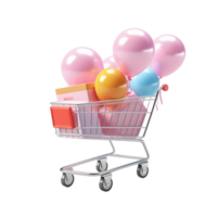 3D AI GENERATIVE shopping cart for Black Friday sale, supermaket png
