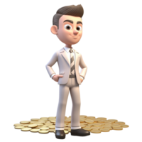 AI generative 3D rich man, business man cartoon character png